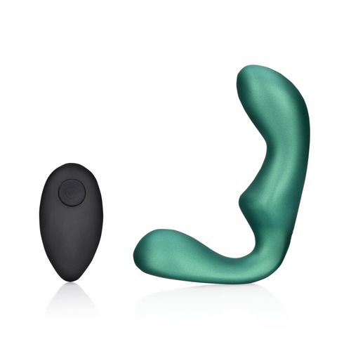 pointed vibrating prostate massager with remote control - metallic green na Arena.pl