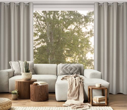 Zasłona gotowa na przelotkach SELINA 140x250 cbeż z błyszczącą nicią na Arena.pl