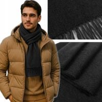 Ciepły SZALIK MĘSKI Z WEŁNĄ zimowy GŁADKI wełniany NATURALNA WEŁNA