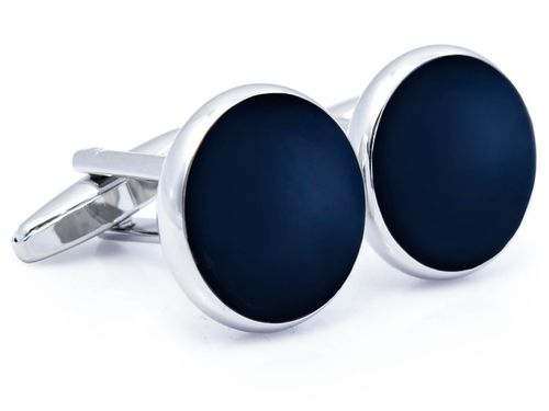 Srebrne spinki smokingowe granatowe oczko N102 na Arena.pl