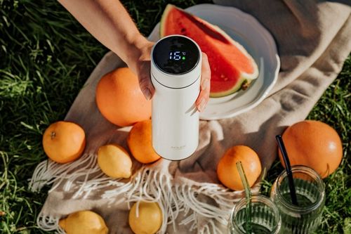 BIAŁY TERMOS KUBEK TERMICZNY NA KAWĘ HERBATĘ SMART LED DUŻY 500ml na Arena.pl