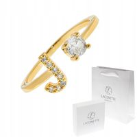 ZŁOTY PIERŚCIONEK Z LITERKĄ J, 18K CYRKONIE MIEDŹ