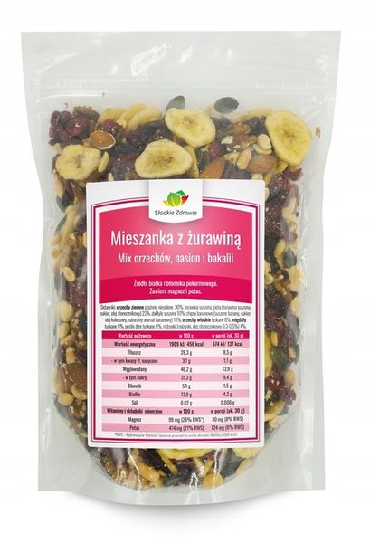 MIESZANKA STUDENCKA Z ŻURAWINĄ Mix orzechów, nasion i bakalii 1kg zdjęcie 3