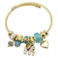 Bransoletka charms modułowa sztywna regulowana kolor złoty Słonik 12