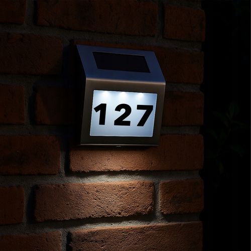 PODŚWIETLANY NUMER DOMU TABLICZKA LAMPA LED SOLARNA CZUJNIK STAL na Arena.pl