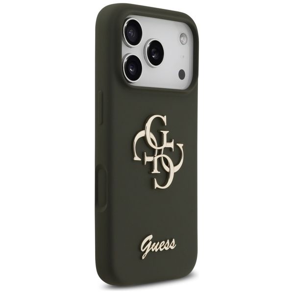 Etui Guess Silicone Big 4G Script do iPhone 17 Pro Max khaki zdjęcie 4