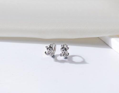 Srebrne kolczyki kółka dla dziewczynki koty kotki dla dzieci srebro 925 na Arena.pl