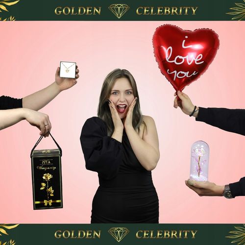 ZŁOTY ŁAŃCUSZEK Z SERDUSZKIEM 925/585+RÓŻA WIECZNA LED PREZENT DLA KOBIETY na Arena.pl