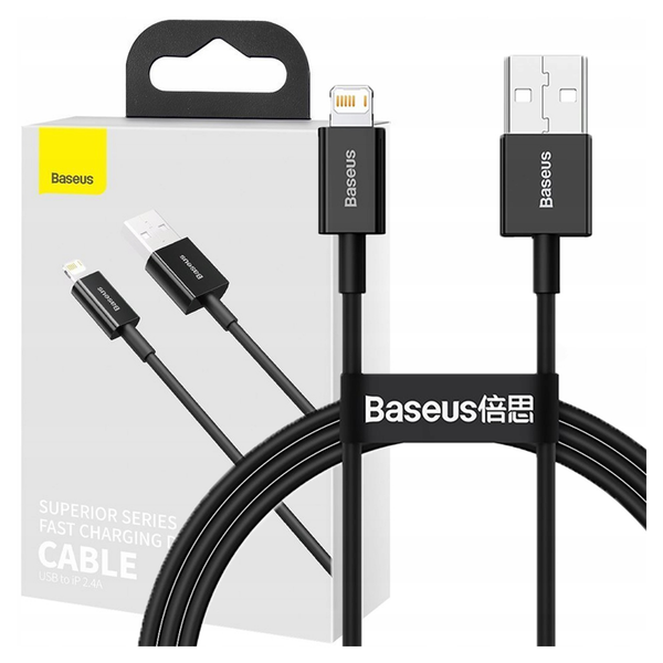 Kabel USB do Lightning Baseus Superior Series, 2.4A, 1m (czarny) zdjęcie 1