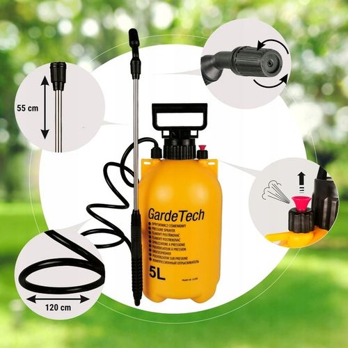 OPRYSKIWACZ CIŚNIENIOWY RĘCZNY 5L GARDETECH SPRYSKIWACZ MOCNY na Arena.pl