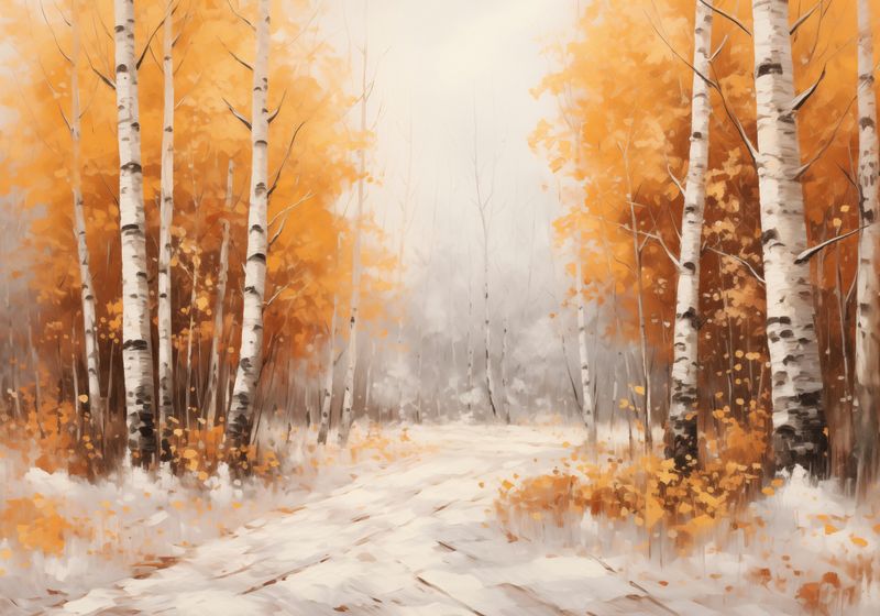 Plakat 100x70cm Jesienne Brzozy zdjęcie 1