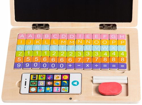 Drewniany laptop edukacyjny tablica magnetyczna Ecotoys na Arena.pl
