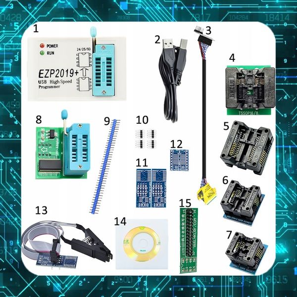 Zestaw Uniwersalny Programator EEPROM i Flash EZP2019+USB SPI EPROM BIOS zdjęcie 11
