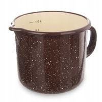 Kubek EMALIOWANY kuchenny garnek garnuszek kubeczek z uchwytem 12 cm 1,2L