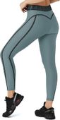 Legginsy Damskie Sportowe z Wysokim Stanem Kryjące Szaro Zielone L Fitness