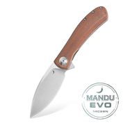 Nóż Składany Trollsky Knives Mandu EVO Satin 14C28N Brown Micarta