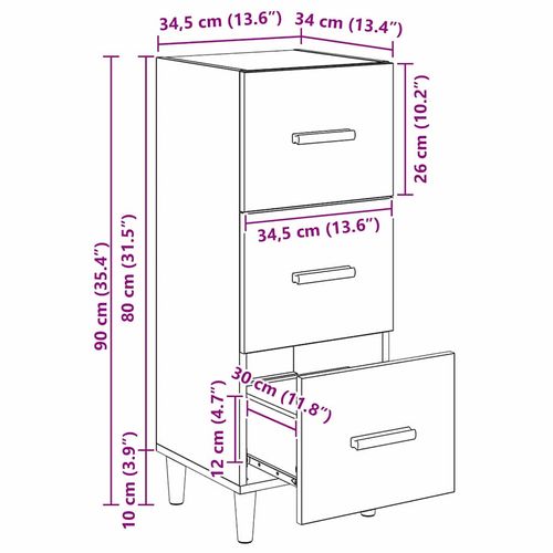 Bufet Czarny dąb 34.5 x 34 x 90 cm Materiał drewnopochodny na Arena.pl