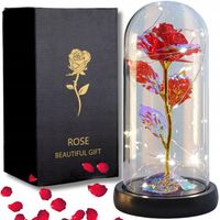 WIECZNA RÓŻA W SZKLE KOPULE ŚWIECĄCA LED PREZENT ROCZNICA ŚLUBU URODZINY