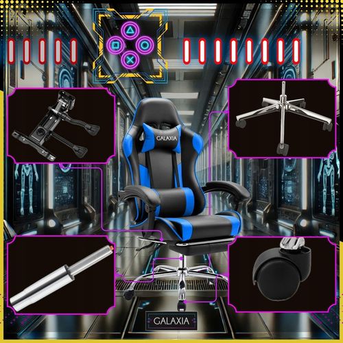 FOTEL GAMINGOWY BIUROWY Obrotowy Kubełkowy Krzesło Gamingowe Z Podnóżkiem na Arena.pl