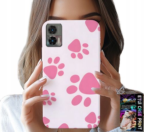 ETUI DO MOTOROLA EDGE 30 NEO - RÓŻOWE PSIE ŁAPKI, PLECKI, OBUDOWA CASE na Arena.pl