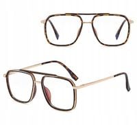 Okulary Zerówki Pilotki do KOMPUTERA Filtr Blue Light ZŁOTO PANTERKOWE OCHR