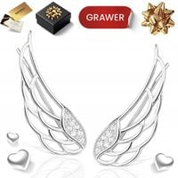 SREBRNE NAUSZNICE KOLCZYKI DAMSKIE 925 SKRZYDŁA ANIOŁA DLA ŻONY BIŻUTERIA