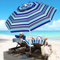 PARASOL PLAŻOWY PASKI 6 5FT OCHRONA UV WIATRAK STABILNY UCHWYT NA PIASEK