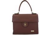 Skórzana torebka kuferek do ręki - Brązowa