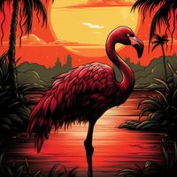 Plakat 30x30cm Flaming nad Wodą