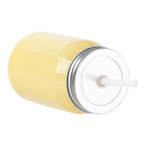 Kubek szklany 450 ml Mason Jar Full Color bez uszka do sublimacji - żółty na Arena.pl
