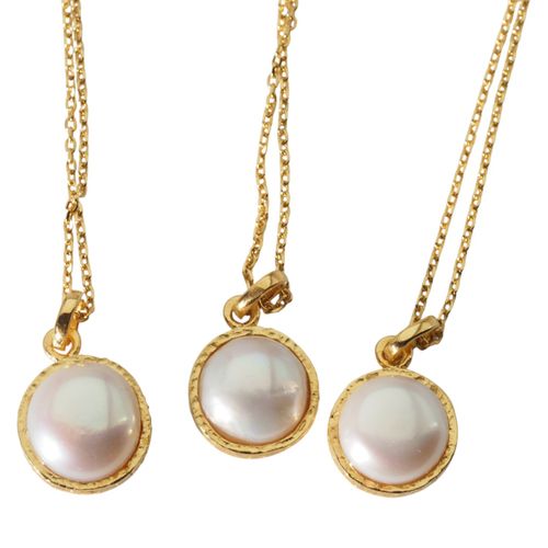 Naszyjnik srebrny złocony - Perła okrągła na łańcuszku 45 cm na Arena.pl