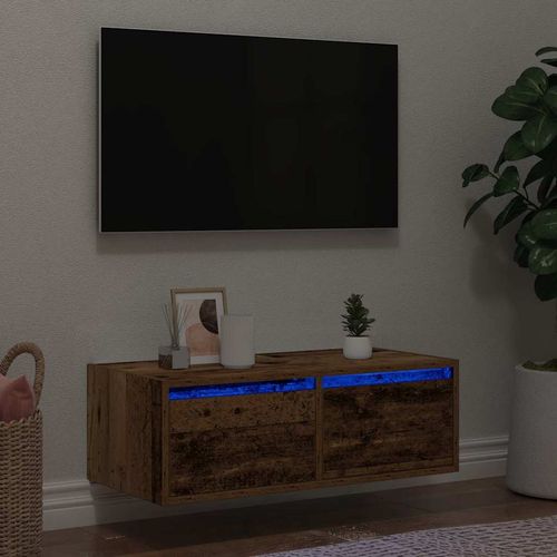 Szafka pod TV z oświetleniem LED, stare drewno, 75x35,5x25 cm na Arena.pl