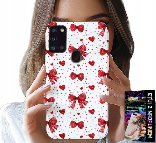 ETUI DO SAMSUNG GALAXY A21s - CZERWONE WSTĄŻKI WSTĄŻKA MODNE WZORY na Arena.pl
