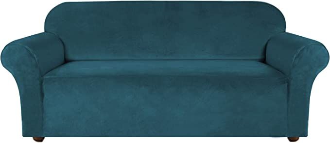 POKROWIEC NA SOFĘ KANAPĘ ELASTYCZNY WELUR 145-185 CM 2OS TURKUSOWY zdjęcie 5
