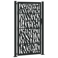 Brama ogrodowa czarna 105x180 cm Stalowy wzór śladu
