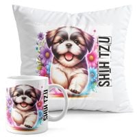 ZESTAW KUBEK + PODUSZKA DRUK - PIES PSY PIESEK RASA SHI TZU