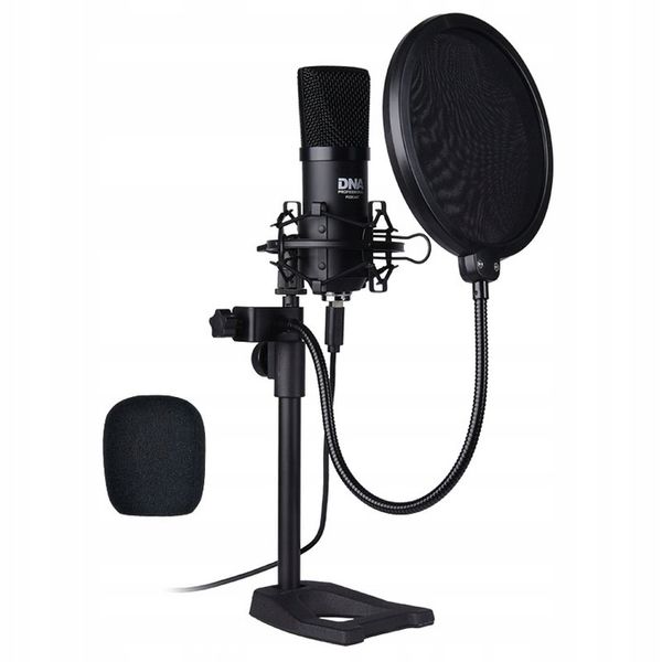 MIKROFON POJEMNOŚCIOWY USB + STATYW UCHWYT POP FILTR KOSZ DNA PODCAST 700 zdjęcie 9