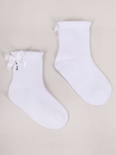 Skarpety dziewczęce bawełniane ażurowe z jetami białe 2PAK 31-34 YOCLUB na Arena.pl