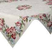 Obrus gobelinowy zdobiony kwiatami BOCHO 100X100 naturalny