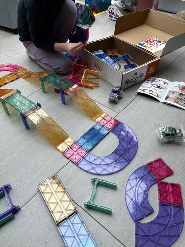 Cleverclixx klocki magnetyczne 80el Large Race Track Pastel na Arena.pl