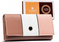 duży portfel damski ze skóry naturalnej zamykany na zatrzask - peterson