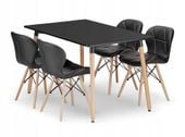Zestaw stół prostokątny ADRIA 120x80 czarny + 4 krzesła LAGO czarne ekoskór