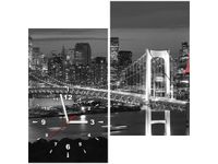 60X60CM ZEGAR TOKYO MOST TĘCZOWY OBRAZ DREWNO ŚCIAN KWADRAT
