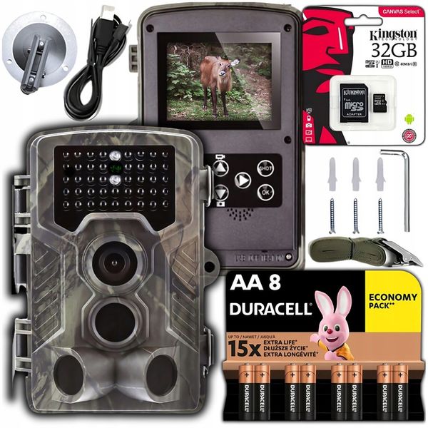 Fotopułapka Kamera Leśna IR PODCZERWIEŃ PL MENU FULL HD 50Mpx Zestaw zdjęcie 1