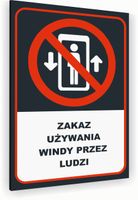 Tabliczka znak informacyjny 30x20 Antracyt ZAKAZ UŻYWANIA WINDY Dibond