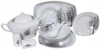 SERWIS OBIADOWY KOMPLET TALERZY ZASTAWA STOŁOWA ZESTAW NA 12 OSÓB PORCELANA