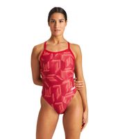 ARENA STROJE PŁYWACKIE WOMEN'S PUZZLED CHALLENGE BACK ONE PIECE RED MULTI