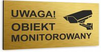 Tabliczka ZŁOTA nierdzewna OBIEKT MONITOROWANY TEKST Tablica informacyjna