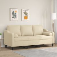 3-osobowa sofa z poduszkami, kremowa, 180 cm, tkanina