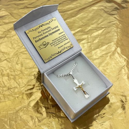 SREBRNY ŁAŃCUSZEK NA KOMUNIĘ CHRZEST DLA CHŁOPCA SREBRO 925 + GRAWER GRATIS na Arena.pl